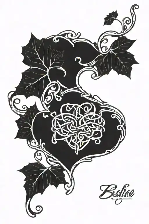 heart, ivy vines, celtic, love, soul mate, rock and roll tattoo design idea
