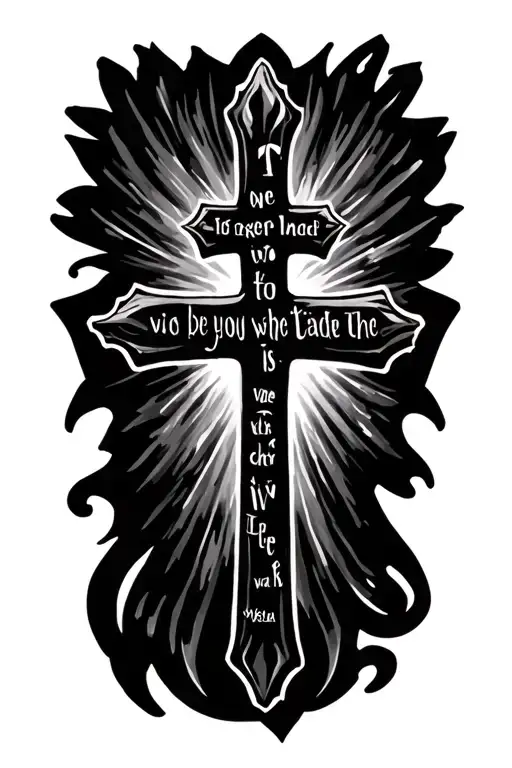 cross with bible verse Mark 8:36 tattoo design idea