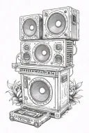 pa speakers and mixing console  tattoo design idea