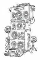 pa speakers and mixing console  tattoo design idea