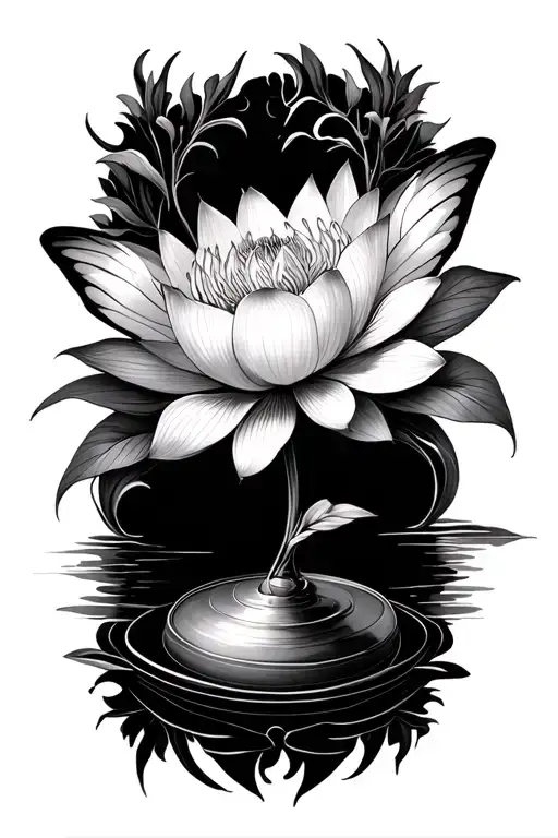 Virgo balance lotus butterfly lilly tattoo design idea