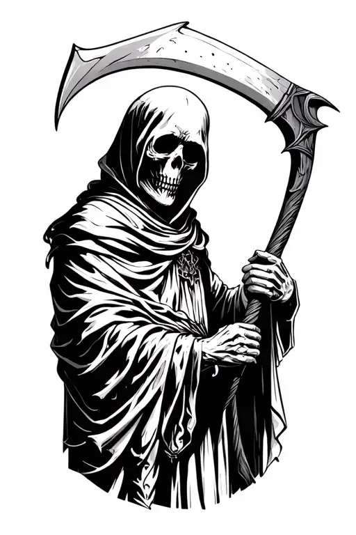 grim reaper holding a scythe tattoo design idea