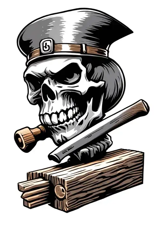 skull angry woodworker tattoo design idea