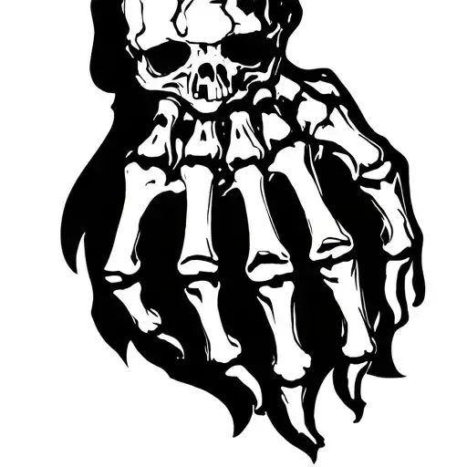 skeleton hand necklace tattoo design idea