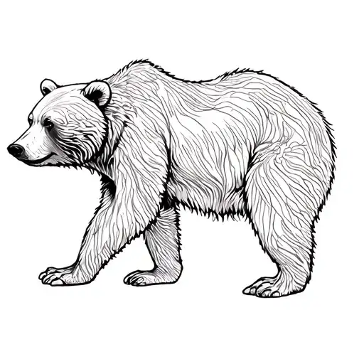 bear walking tattoo design idea