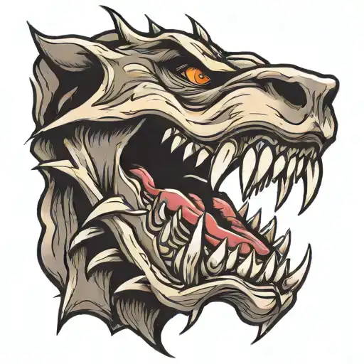 sharp teeth mouth open tattoo design idea