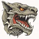 sharp teeth mouth open tattoo design idea