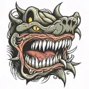 sharp teeth mouth open tattoo design idea