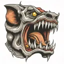 sharp teeth mouth open tattoo design idea