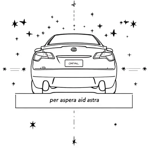 opel astra II car, with big dipper stars in the background. Additionally an "per aspera ad astra" sign should be visible tattoo design idea