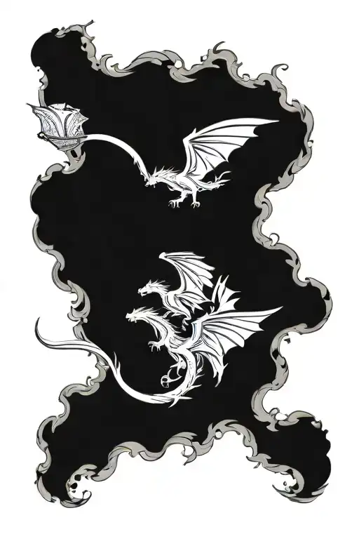 Dragons flying out of open book tattoo design idea