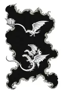 Dragons flying out of open book tattoo design idea