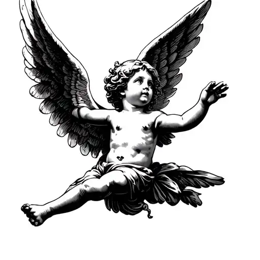 cherub angel flying tattoo design idea