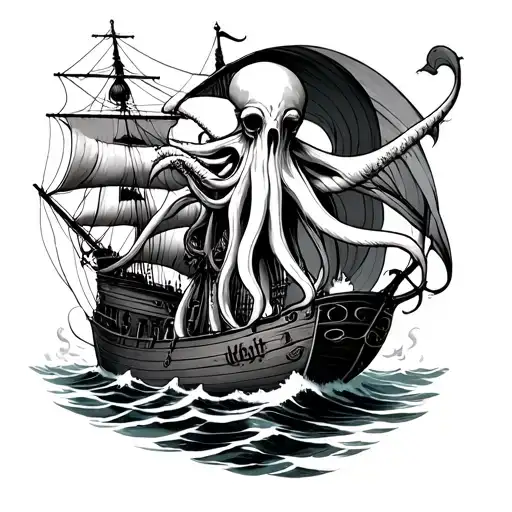 cthulhu sailor navigating tattoo design idea