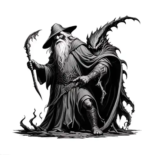 gandalf vs balrog tattoo design idea