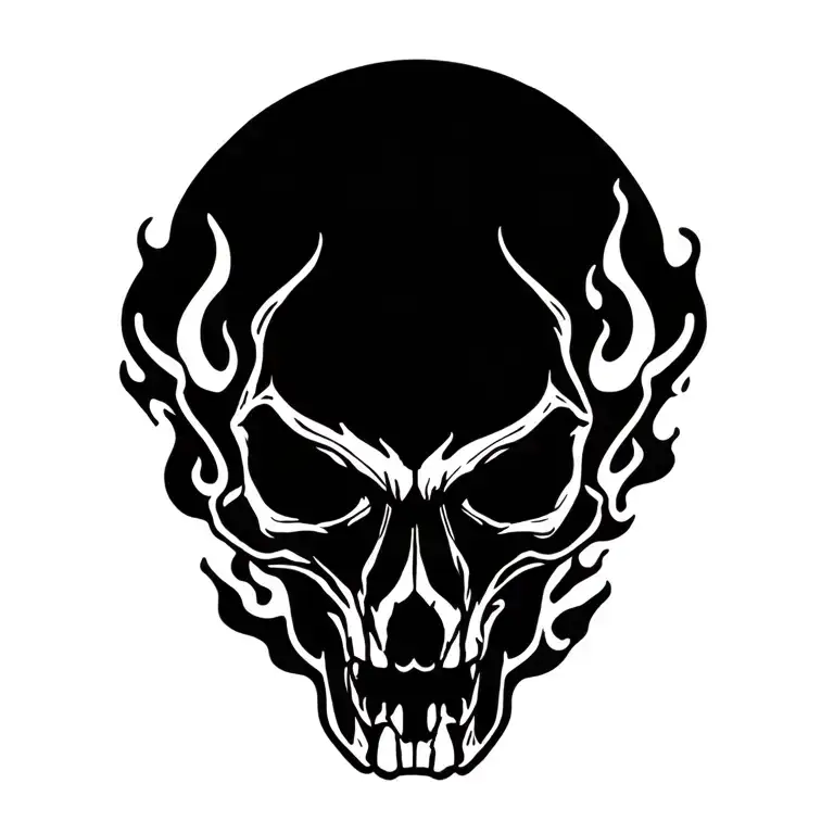 half ox skull with fire tattoo design idea