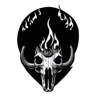 half ox skull with fire tattoo design idea