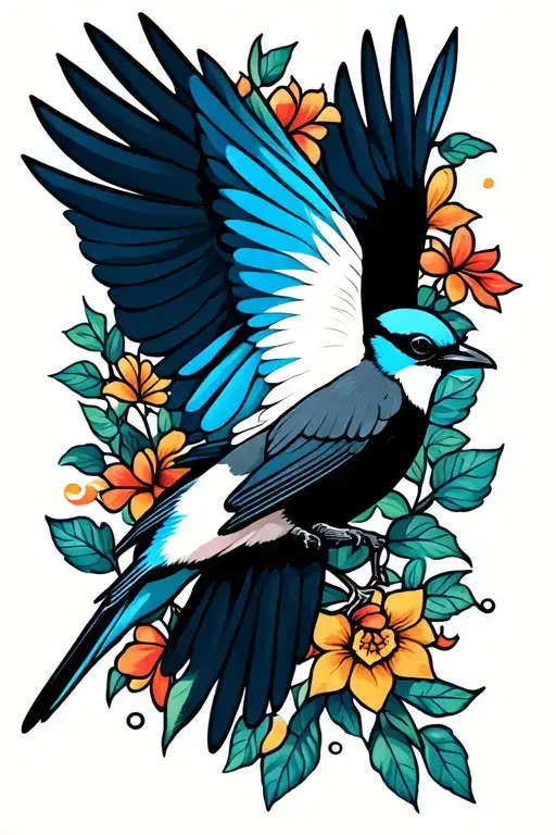 scissortail flycatcher flying tattoo design idea