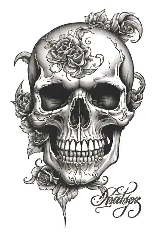 skull with tongue tattoo design idea