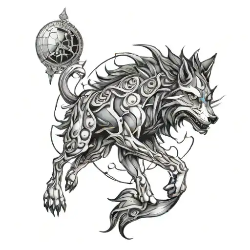 bpd joker chaos moonbeam wolf norse tattoo design idea