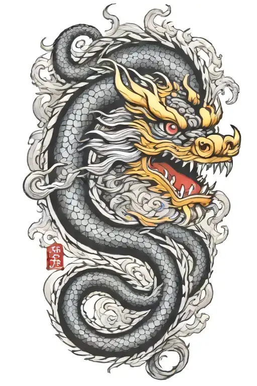 One Korean dragon tattoo design idea