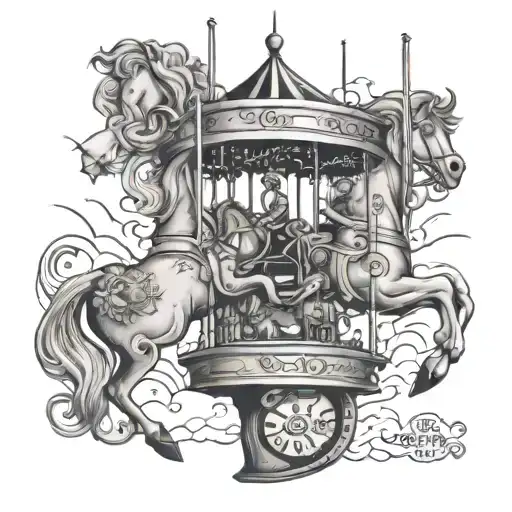 writing saying "The carousel never stops turning"  tattoo design idea