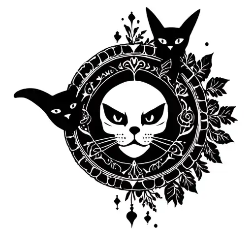 freya goddess cats, skeleton, circle tattoo design inspired tattoo design idea