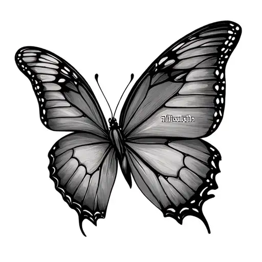 butterfly with name incorporated tattoo design idea