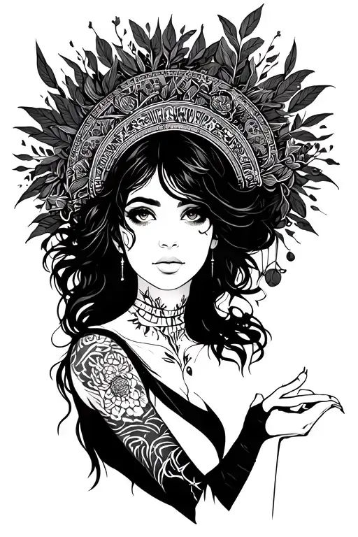 Sagittarius black girl holding tattoo design idea