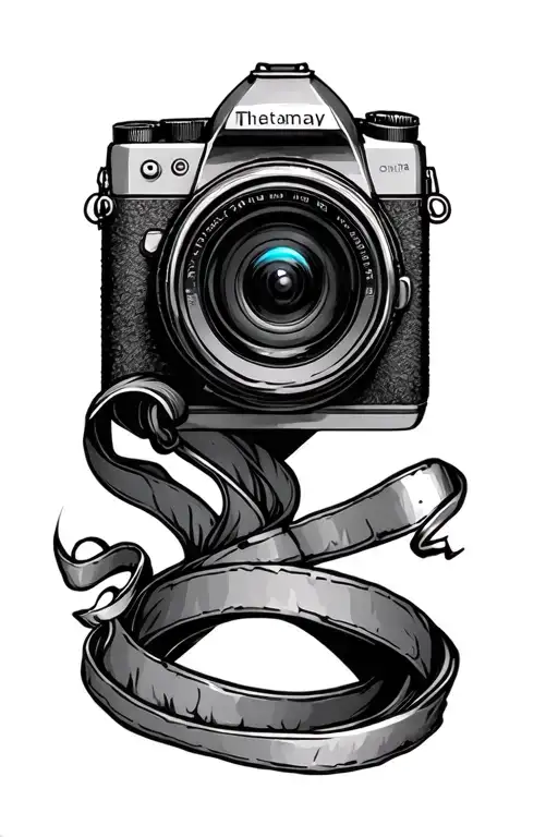 word purposed with a camera element tattoo design idea