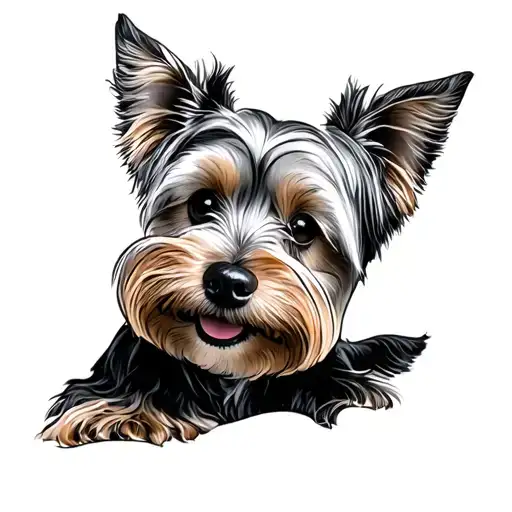 yorkie dog face tattoo design idea