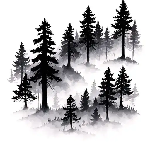 Forest Silhouette tattoo design idea