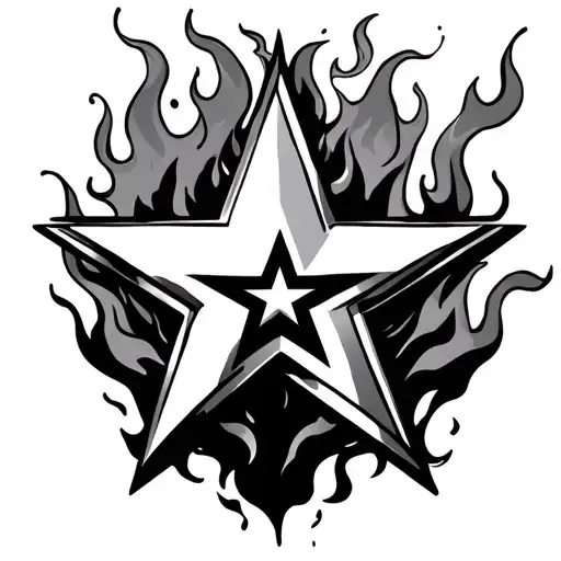 Dallas star with fire and smoke tattoo design idea
