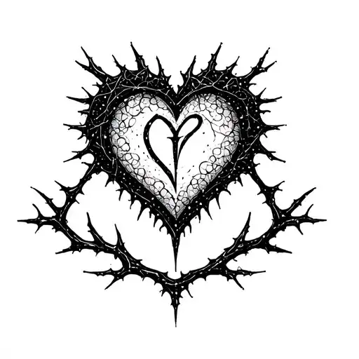 cyber sigil heart and thorns tattoo design idea