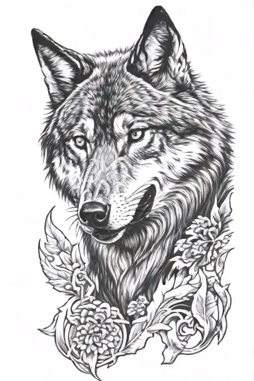 Angry red and black Irish wolf  tattoo design idea