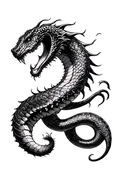 serpent attacking tattoo design idea