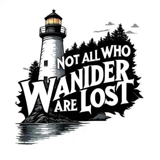 "Not all who wander are lost" lighthouse  tattoo design idea