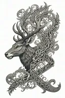 Stag, Phoenix, Viking Rune, ornament,  tattoo design idea