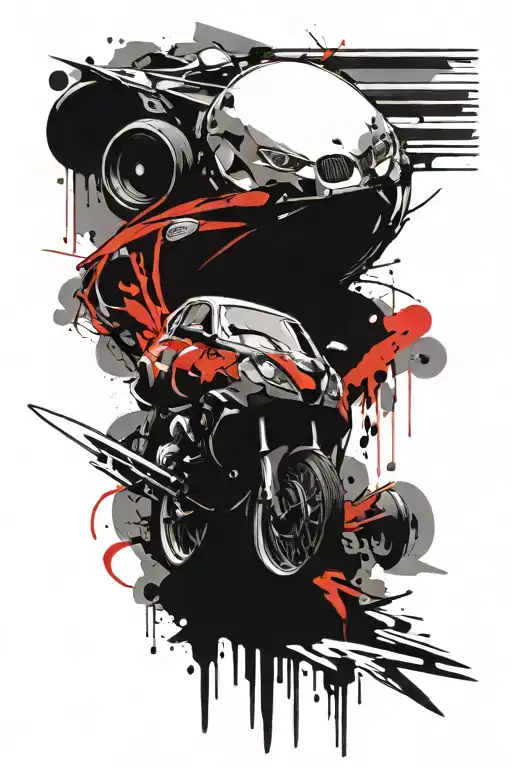 bmw drift car tattoo design idea
