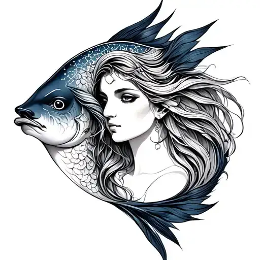 Goddess Pisces tattoo design idea