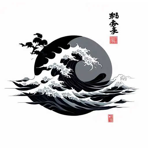 Chinese Waves tattoo design idea