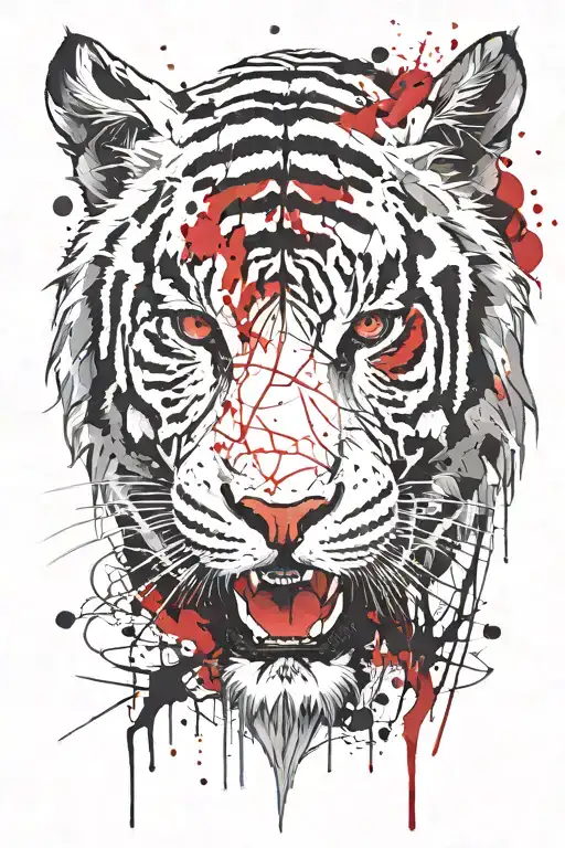 red dragon´s whit a white tiger face tattoo design idea