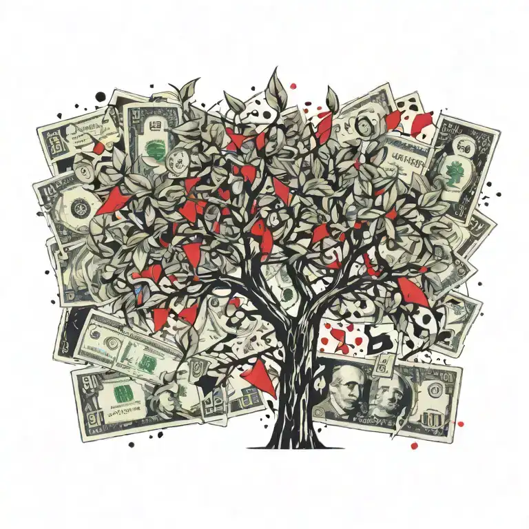 money tree growing tattoo design idea