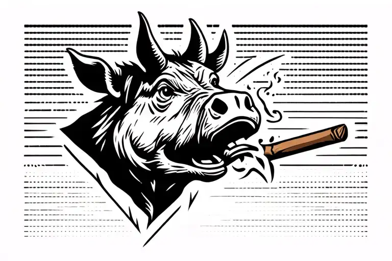 face of Warthog smoking cigar  tattoo design idea