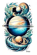 Uranus planet tattoo design idea