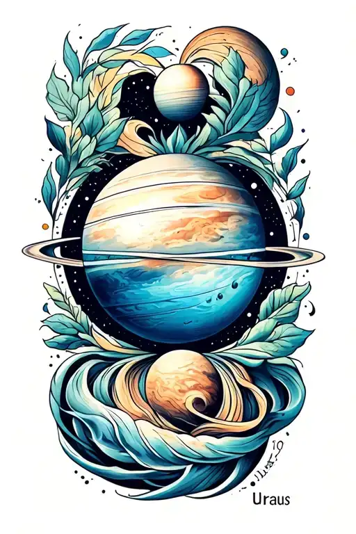 Uranus planet tattoo design idea