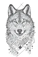 wolf with cross tattoo design idea