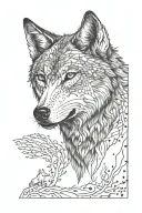wolf with cross tattoo design idea