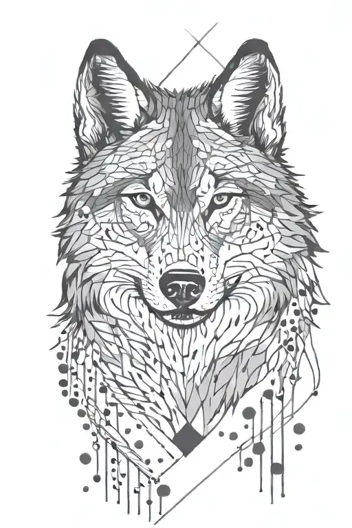 wolf with cross tattoo design idea