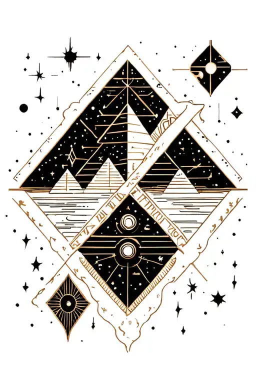 Orion constellation, Orion belt, Osiris, the 3 pyramids of Giza, Nile river intertwined  tattoo design idea